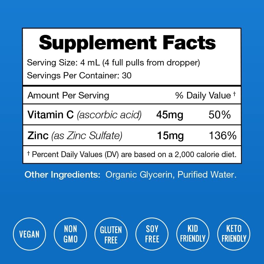 Organic Zinc Drops with Vitamin C for Immunity