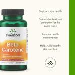 Swanson Beta-Carotene Vitamin A 25000 IU Softgels - Skin, Eye, and Immune System Health - Antioxidant Support - 7500 mcg (300 Softgels)