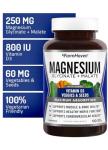 FarmHaven Magnesium Glycinate & Malate Complex w/Vitamin D3, 100% Chelated for Max Absorption, Vegetarian – Bone Health, Nerves, Muscles, 120 Capsules, 60 Days