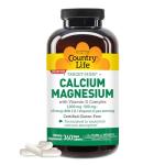Country Life Target-Mins Calcium Magnesium with Vitamin D-Complex, 1000mg/500mg/10mcg, 360 Vegan Capsules, Certified Gluten Free, Certified Vegan, Verified Non-GMO Verified…