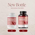 Iron Supplement for Women & Men, Natural Ferrous Chelate, Bisglycinate 25mg + Vitamin C, B6, B12, Folic Acid - IronPills for Iron Deficiency & Energy Support - 120 Count