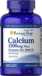 Puritan's Pride Absorbable Calcium 1500 mg Plus Vitamin D3 25mcg 1000 IU, Dietary Supplement for Bone Strength, Heart, Nerve, Muscle, and Immune Support, 120 Coated Caplets