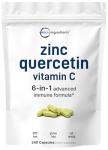 Micro Ingredients Quercetin with Vitamin C and Zinc, 240 Capsules | Quercetin 500mg, Vitamin C 500mg, Zinc 50mg (Picolinate, Citrate, Glycinate, Gluconate) | Complete Immune Support Supplements