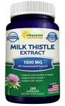 aSquared Nutrition Milk Thistle Supplement 1000mg-200 Capsules,Max Strength 4X Concentrated Extract 4:1 Milk Thistle Seed Powder Herb Pills, 1000 mg Silymarin Extract for Liver Support, Cleanse, Detox
