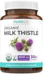 USDA Organic Milk Thistle Capsules - 80% Silymarin Supplement for Liver Support- Super Concentrated 300mg of 30:1 Milk Thistle Extract Equivalent to 9,000mg - Milk Thistle Liver Detox 60 Day Supply