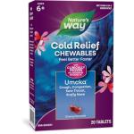 Nature's Way Cold Relief, Umcka, Shortens Duration and Reduces Severity, Multi-Symptom Cold Relief, Homeopathic, Phenylephrine Free, Cherry Flavored, 20 Chewable Tablets