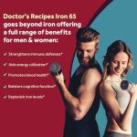Doctor's Recipes Iron Supplement 65 mg with Vitamin C - Maximized Absorption, Stomach Friendly & High Potency Iron Pills for Red Blood Cells Formation & Immunity Health - Vegan Non-GMO 60 Iron Tablets