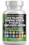 Clean Nutraceuticals Saw Palmetto Pumpkin Seed Oil Pygeum Sunflower Lecithin Stinging Nettle Cranberry - Prostate Supplements for Men with Lycopene - 90 Caps