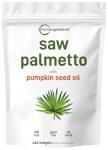 Saw Palmetto 4,800mg Equivalent with Pumpkin Seed Oil, 240 Softgels | Cold Pressed Extract | Essential Fatty Acids & Phytosterols | Duo Action Support for Hair, Urinary, Bladder, & Prostate Health