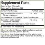Bronson Milk Thistle Silymarin Marianum & Dandelion Root Liver Health Support, Antioxidant Support, Detox, 120 Capsules