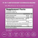 NutraChamps Echinacea Capsules 1000mg - 8-in-1 Immune Support Supplement - Echinacea Goldenseal, Vitamin C, Zinc, Ginger, Elderberry - 60 Capsules
