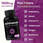 NutraChamps Echinacea Capsules 1000mg - 8-in-1 Immune Support Supplement - Echinacea Goldenseal, Vitamin C, Zinc, Ginger, Elderberry - 60 Capsules