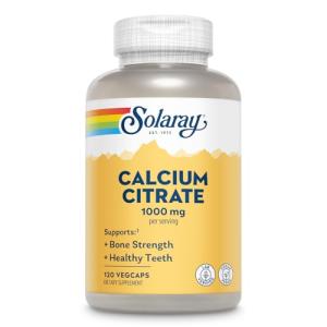 Solaray Calcium Citrate 1000mg - Chelated Calcium Supplement - Supports Bone Strength and Healthy Teeth - Easy to Digest - 60-Day Guarantee, Vegan - 30 Servings, 120 VegCaps