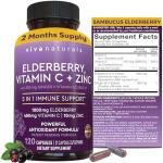 Viva Naturals Elderberry with Vitamin C and Zinc for Adults - 5 in 1 Sambucus Black Elderberry Capsules with Vitamin D3 5000 IU Immunity Supplement, Sambucus Elderberry Immune Support Supplement
