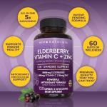 Viva Naturals Elderberry with Vitamin C and Zinc for Adults - 5 in 1 Sambucus Black Elderberry Capsules with Vitamin D3 5000 IU Immunity Supplement, Sambucus Elderberry Immune Support Supplement