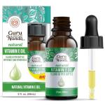 GuruNanda Vitamin E Oil, 2 Fl Oz Pure & Natural, 15,000 IU per Bottle, for Skin, Hair, Face, Nails & Scars, With Coconut Oil to Help Nourish & Moisture, Non-GMO & Vegan