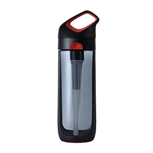 BPA-Free Filter Water Bottle, Black/Red (650ml)