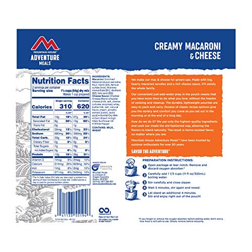 Mountain House Macaroni & Cheese | Freeze Dried Prepper Food | 2 Servings