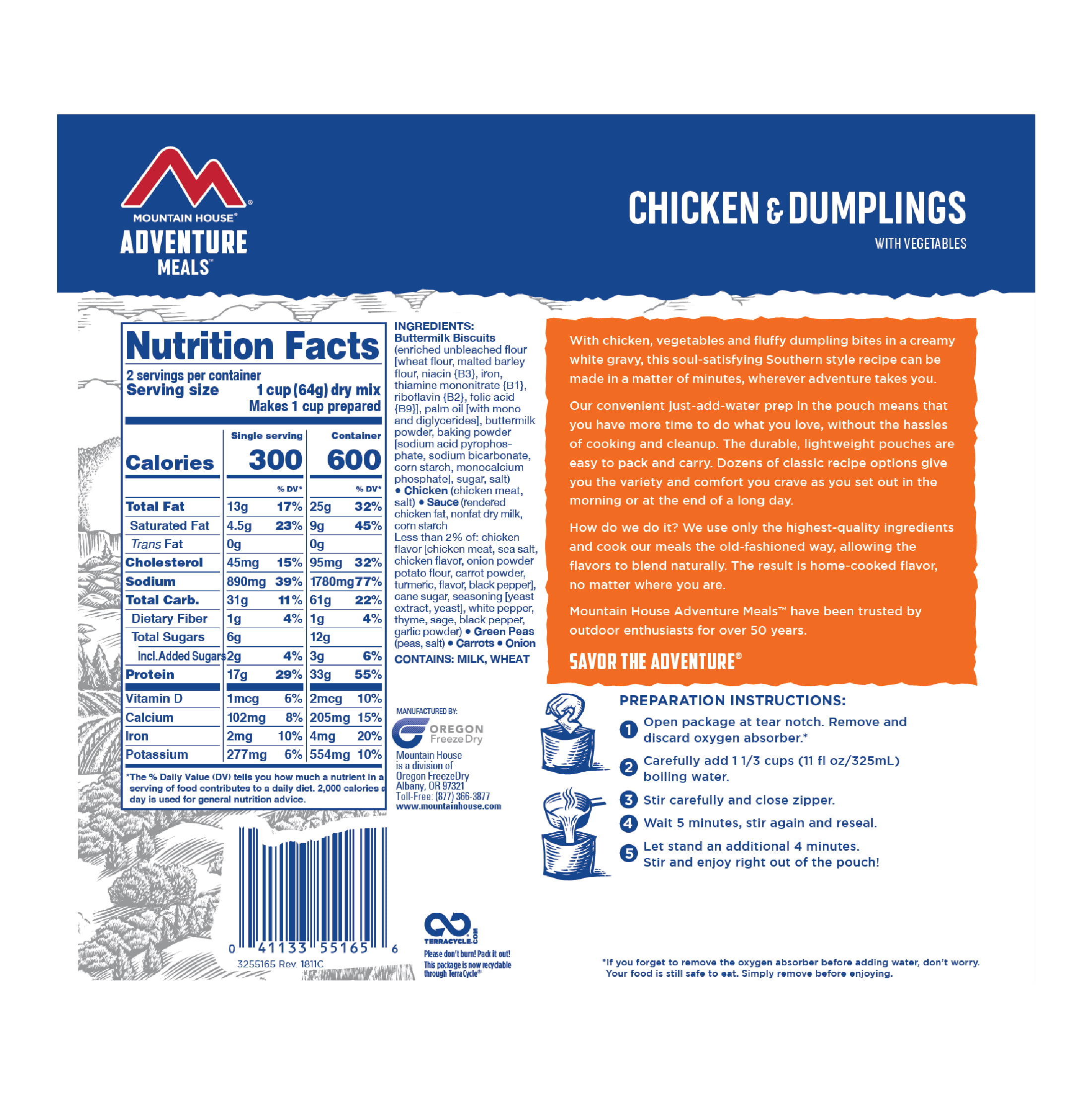 Mountain House Chicken & Dumplings | Freeze Dried Prepper Food | 2 Servings