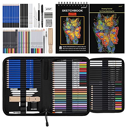 76 Piece Drawing Set with Sketchbook for Artists