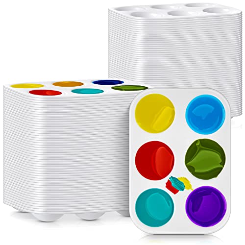 100-Piece White Plastic Paint Palette for Art & Crafts