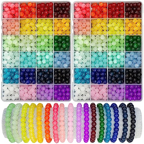 1400PCS 8mm Glass Beads Jewelry Making Kit