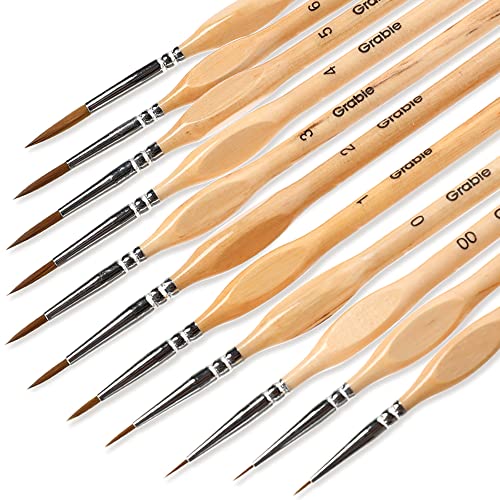 Miniature Detail Paint Brush Set, 11 Pcs, Nylon Hair