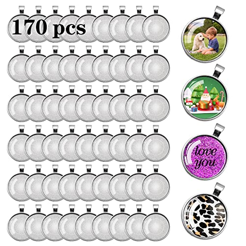 170Pcs Bezel Pendant Trays Kit for DIY Crafts