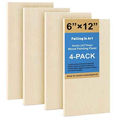 4 Pack of Birch Wood Panels for Painting Art