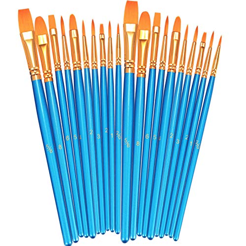 BOSOBO Paint Brushes Set, 20 Pcs Round-Pointed Tip