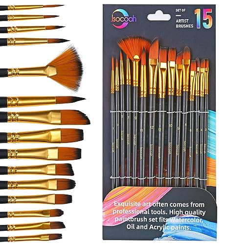 15-Piece Acrylic Paint Brushes Set for Artists