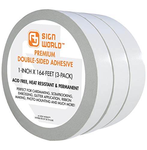 AJ Sign World Ultra-Thin Permanent Double-Sided Tape 3-Pack