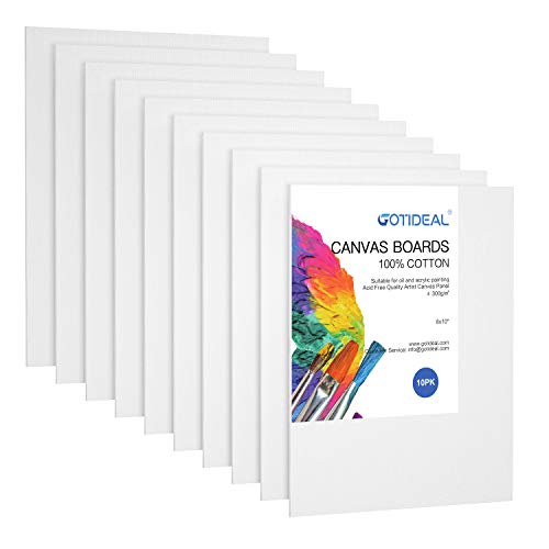 Set of 10 Gesso Primed Canvas Boards, 8x10 inch