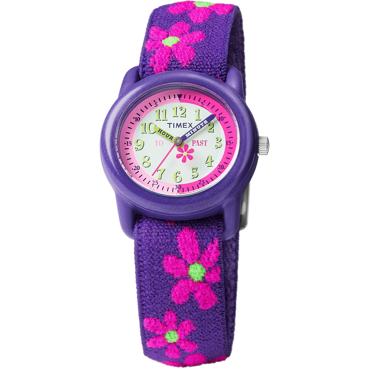 Kids' Purple/Floral Analog Watch with Elastic Strap