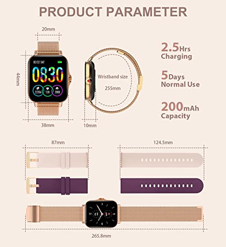 Gold Smartwatch with Fitness and Calling Features