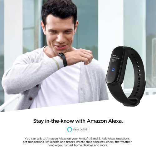 Black Fitness Tracker with Alexa & Health Monitoring