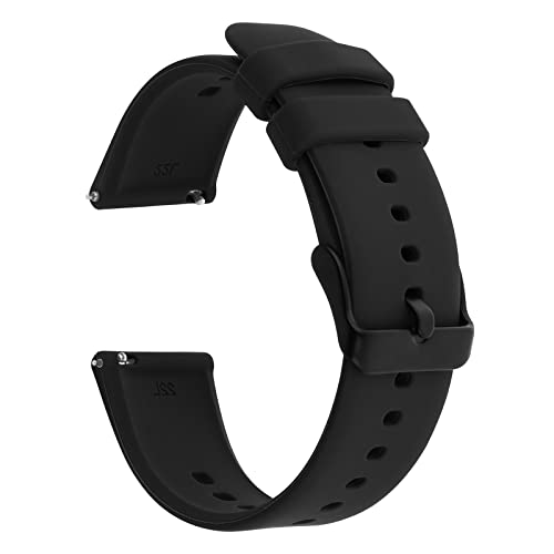 Silicone Quick Release Watch Bands - Black (22mm)