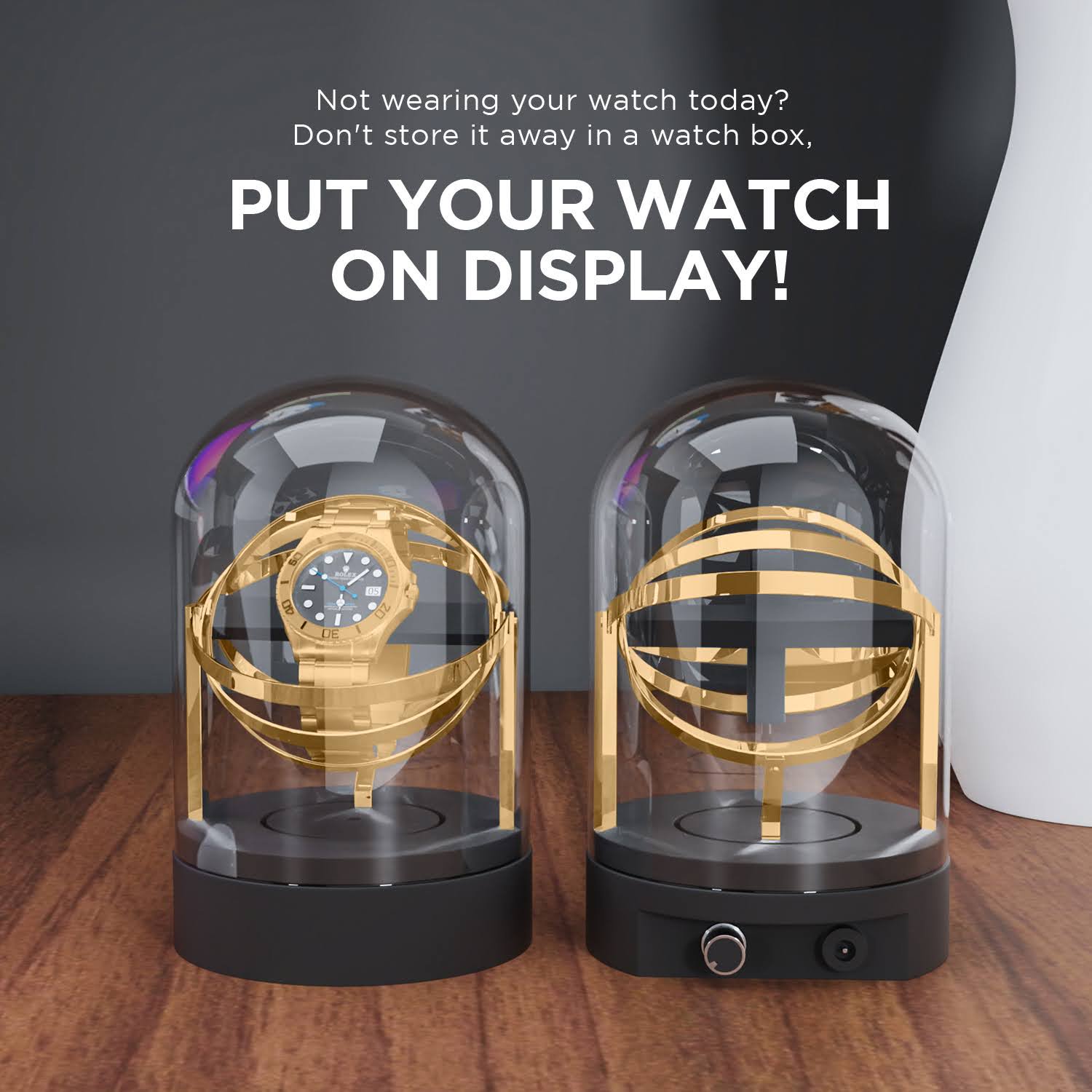 Gold Watch Winder for Rolex Watches - Gyro Orbit Box