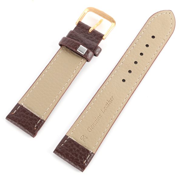Litchi Pattern Genuine Leather Watch Strap with Buckle