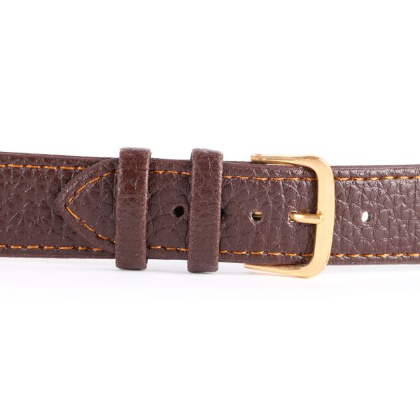 Litchi Pattern Genuine Leather Watch Strap with Buckle