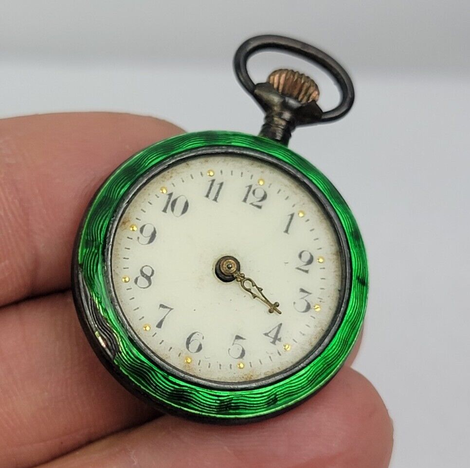 Vintage Swiss Pocket Watch - Guilloche Enamel