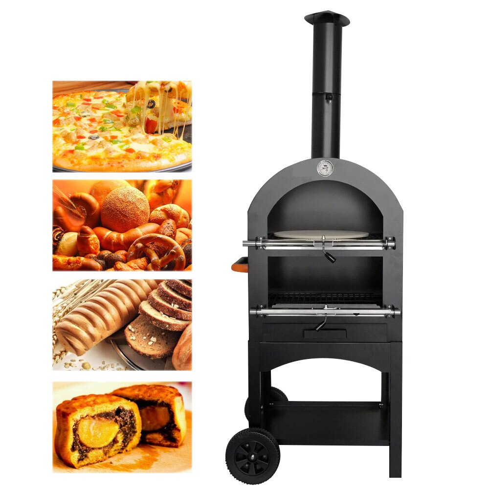 13" Portable Wood Fired Pizza Oven with Wheels