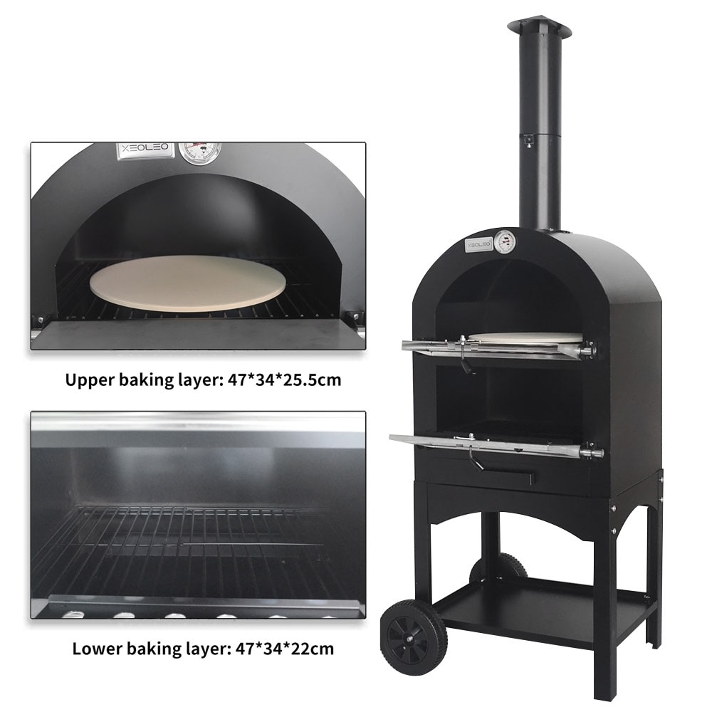 13" Portable Wood Fired Pizza Oven with Wheels