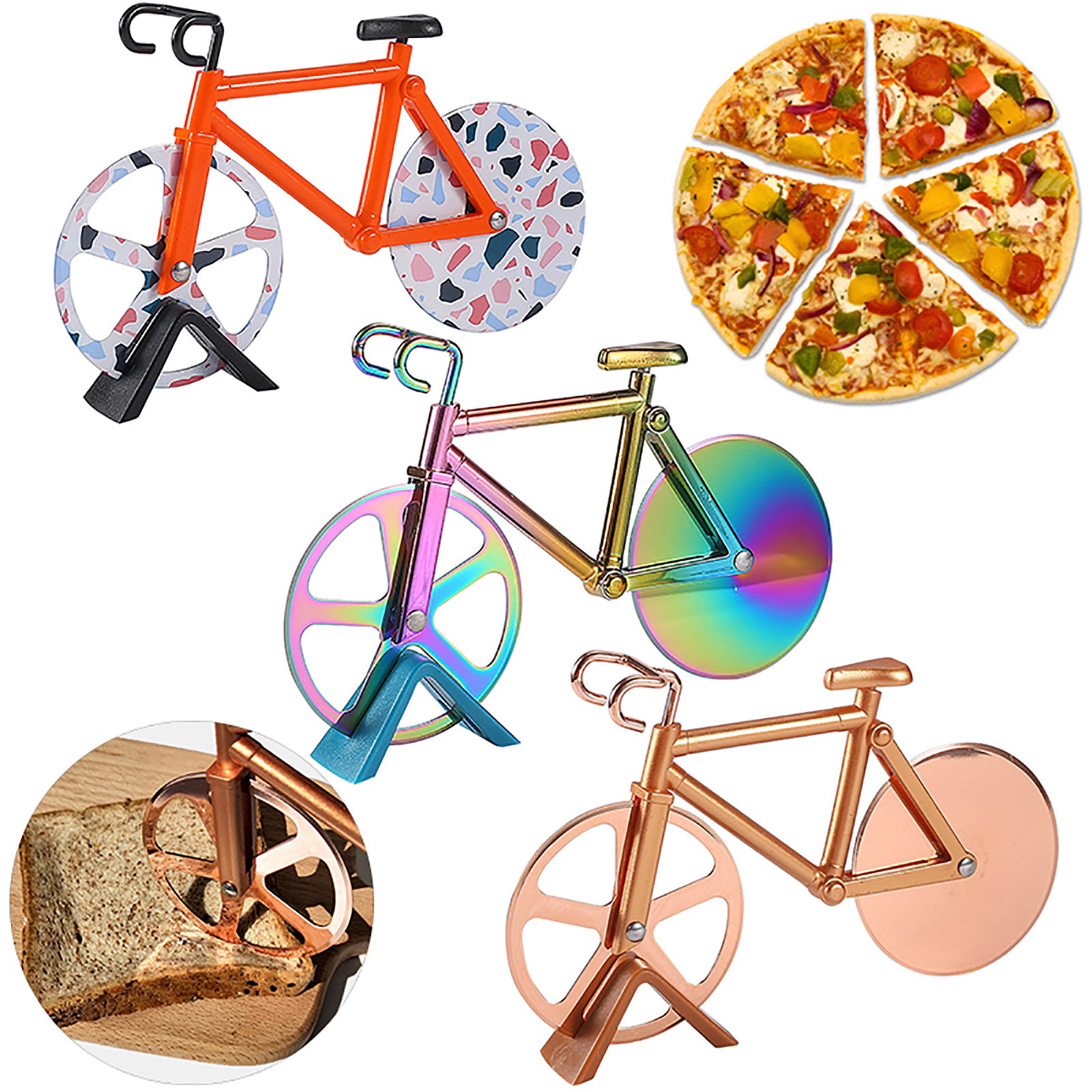 Bike Wheel Pizza Cutter with Dual Blades