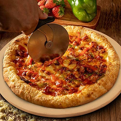 13 Inch Pizza Stone Set with Peel Paddle