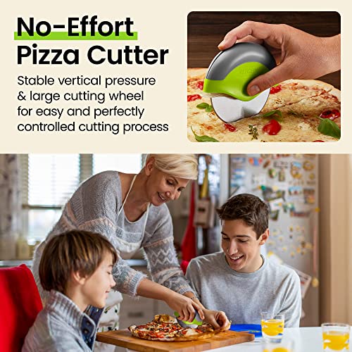 Green Kitchy Pizza Cutter with Protective Blade Guard