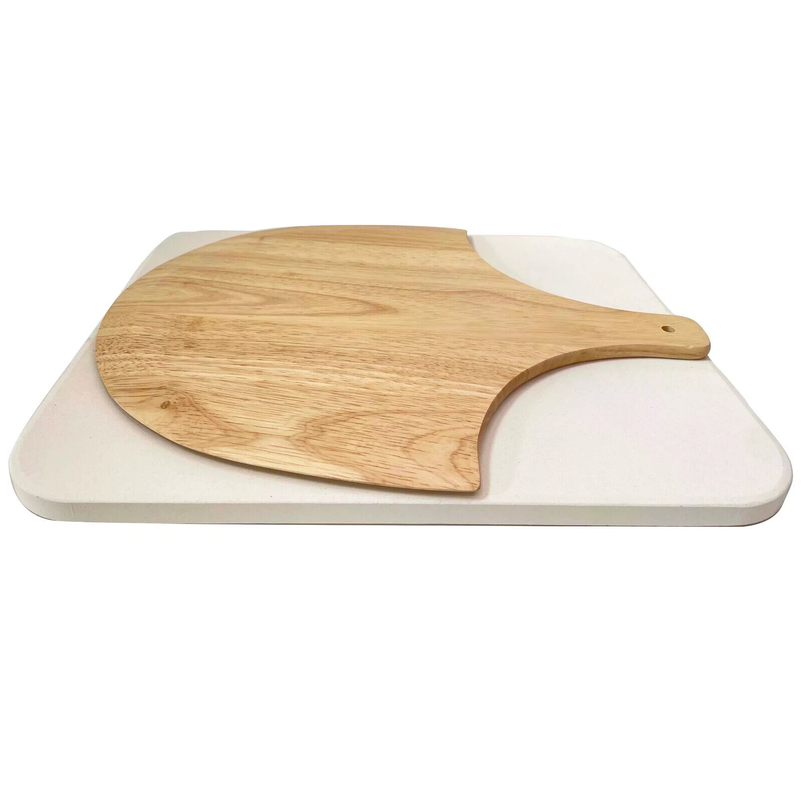 Pizza stone with free peel and cutter