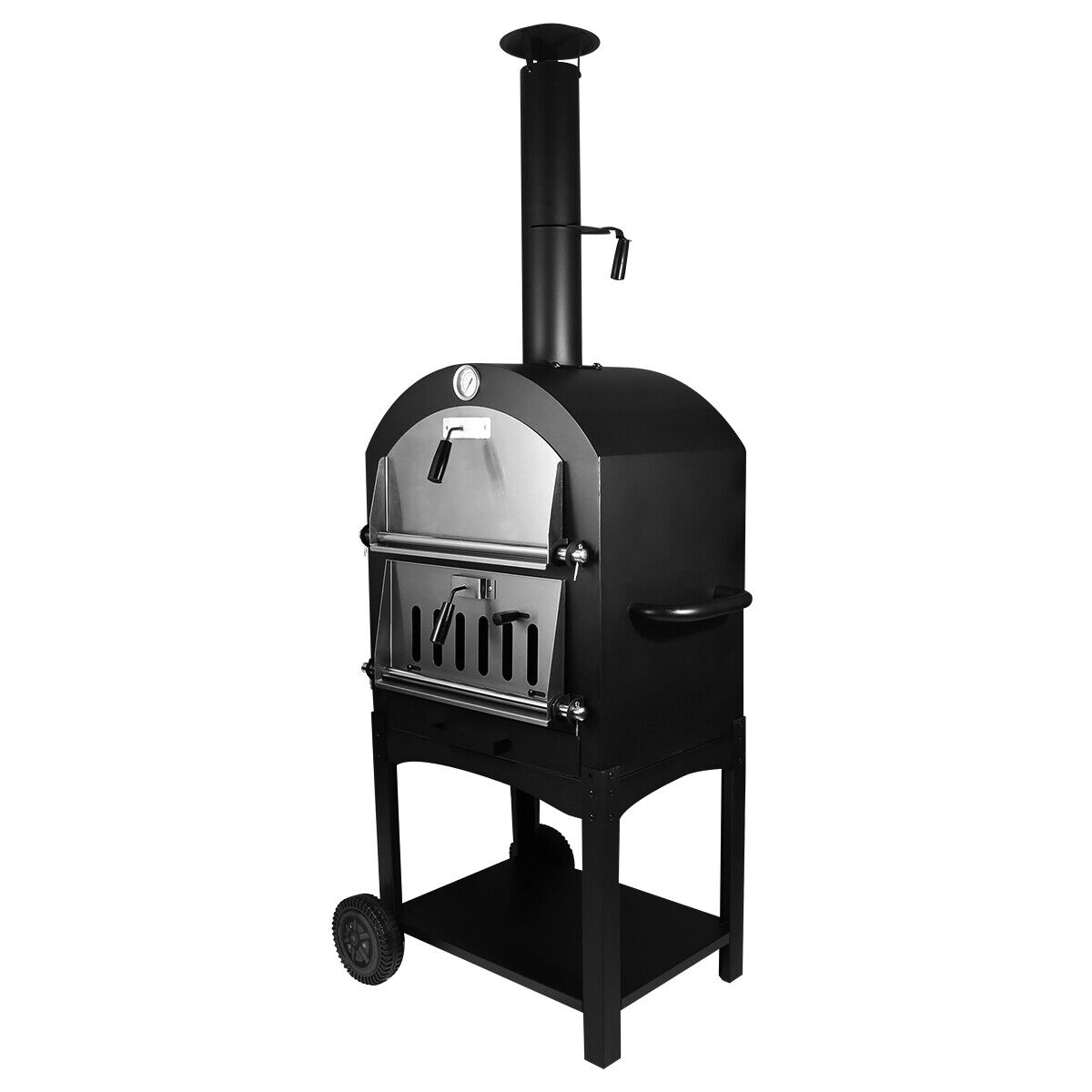 Wood-fired outdoor pizza oven and BBQ