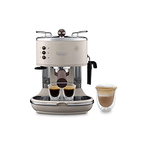 De'Longhi Vintage Icona Espresso/Cappuccino Machine, Cream, 1.4L