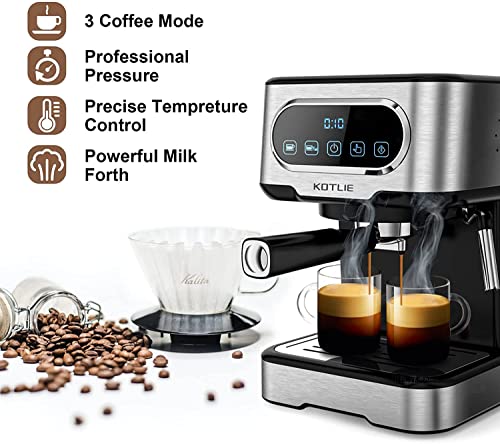 KOTLIE Espresso Coffee Maker with Milk Frothing Wand